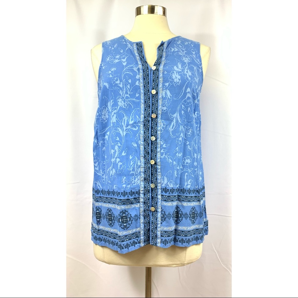 J. Jill Button Front Floral Sleeveless Blouse MP